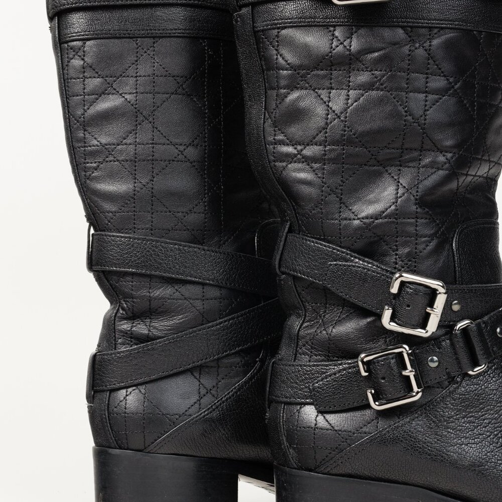 *SOLD* Christian Dior Black Cannage Quilted Biker Boots - Picture 9 of 11